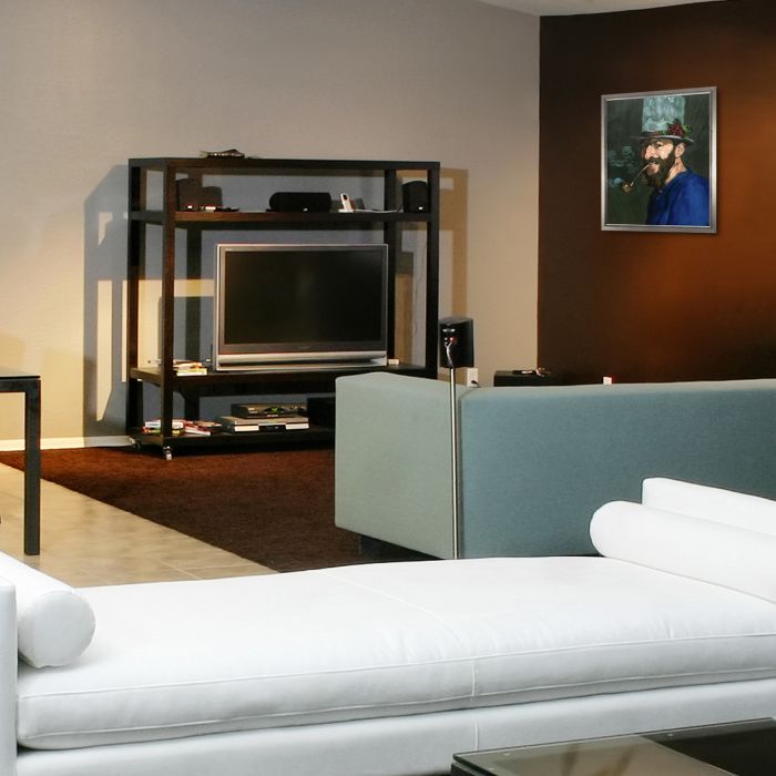 Self Portrait with a Pipe Pre-Framed - Burnished Silver Frame 20