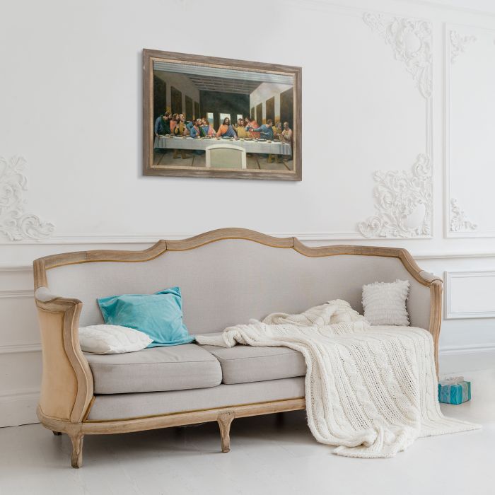 The Last Supper Pre-Framed - Miramar Distressed Charcoal Grey Frame 24" X 36"