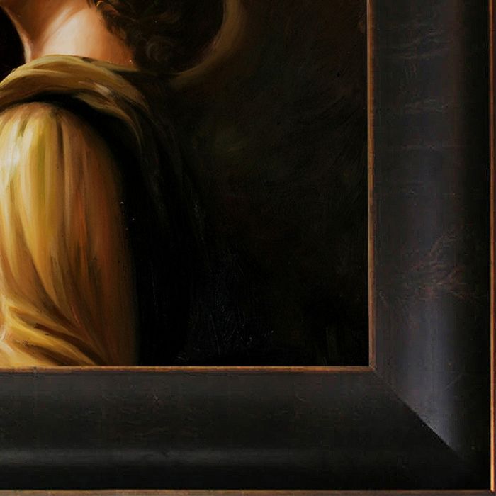 The Virgin of the Rocks (detail - young woman) Pre-Framed - Veine D'Or Bronze Scoop Frame 20"X24"