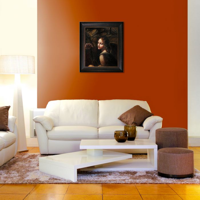 The Virgin of the Rocks (detail - young woman) Pre-Framed - Veine D'Or Bronze Scoop Frame 20"X24"