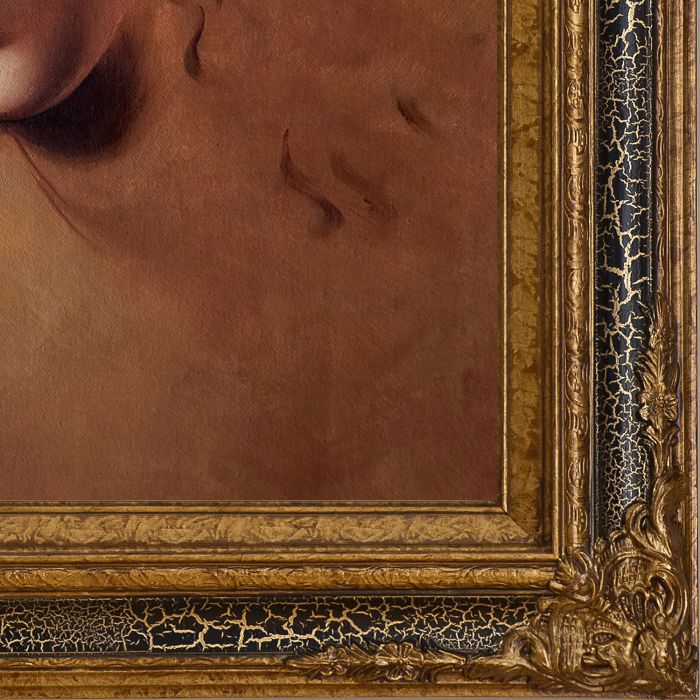 Female Head (La Scapigliata) Pre-Framed - Black Crackle King Frame 20"X24"