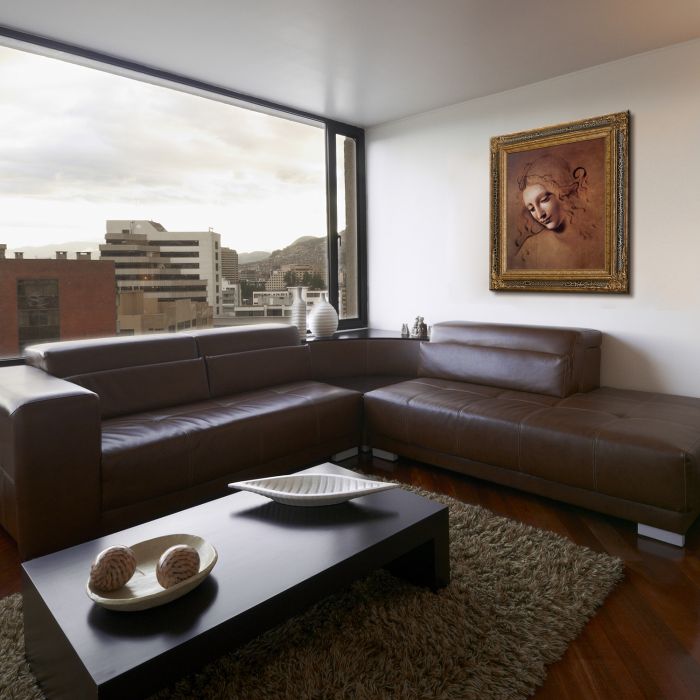 Female Head (La Scapigliata) Pre-Framed - Black Crackle King Frame 20"X24"