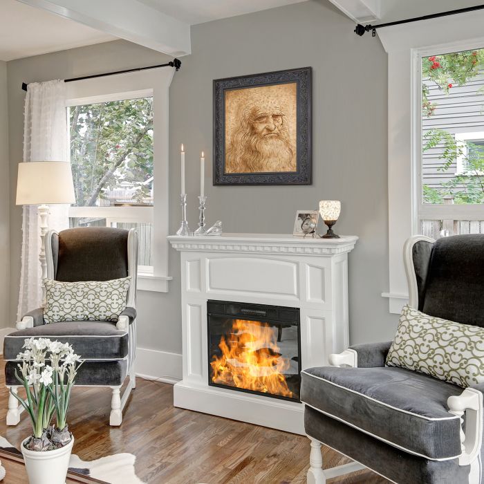 Portrait of a Man in Red Chalk Pre-Framed - Black Spanish Walnut Frame 20