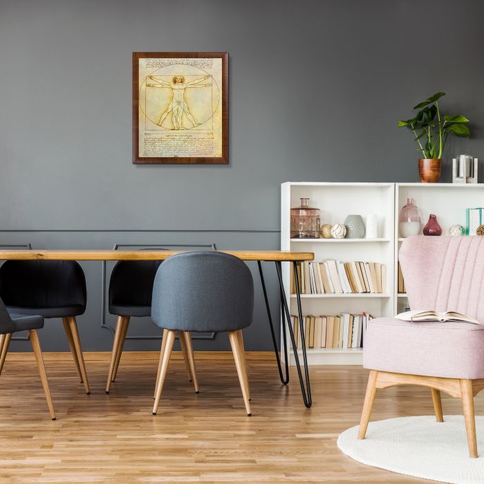 Vitruvian Man Pre-Framed - Panzano Olivewood Frame 20" X 24"
