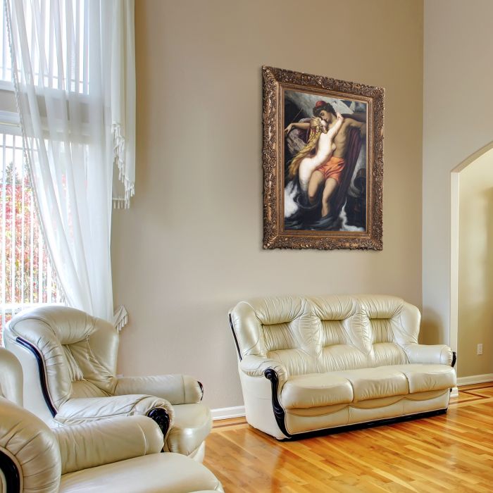 The Fisherman and the Syren Pre-Framed - Burgeon Gold Frame 24"X36"