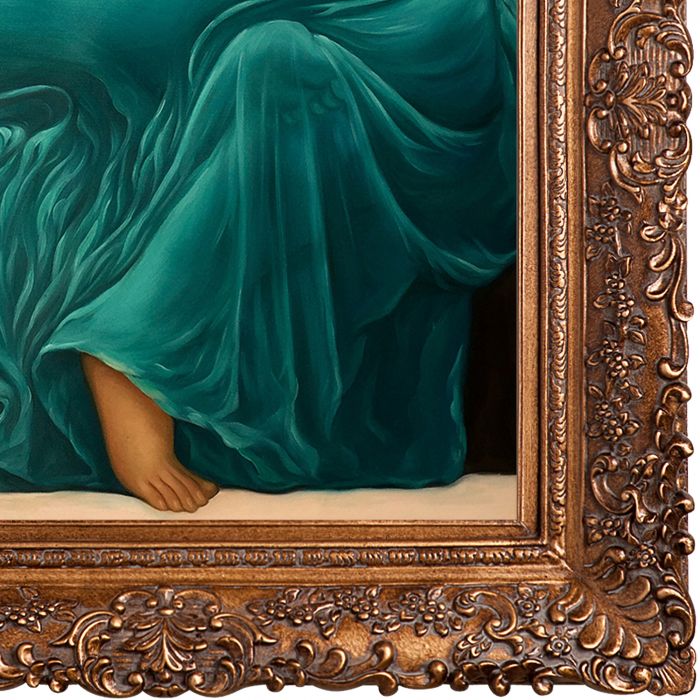 Flaming June in Teal Pre-Framed - Burgeon Gold Frame 24"X36"