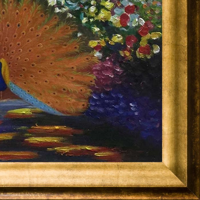 Peacock in the Artist's Garden Pre-Framed - Athenian Gold Frame 20"X24"
