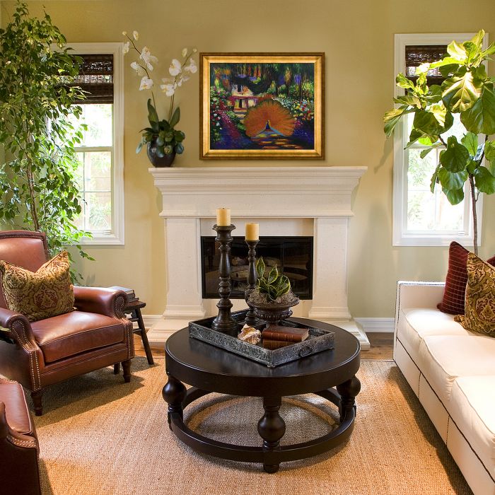 Peacock in the Artist's Garden Pre-Framed - Athenian Gold Frame 20"X24"