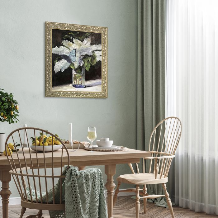 Butterfly and Lilacs Pre-Framed - Rococo Silver 20"X24"