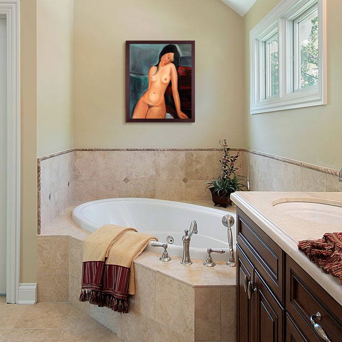 Female Nude Pre-Framed - Open Grain Mahogany 20" X 24"