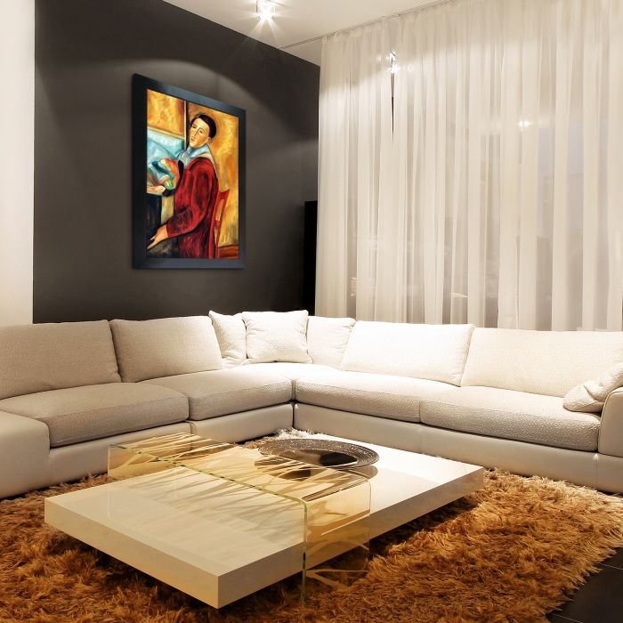 Modigliani, Self-Portrait Pre-Framed - New Age Black Frame 24"X36"