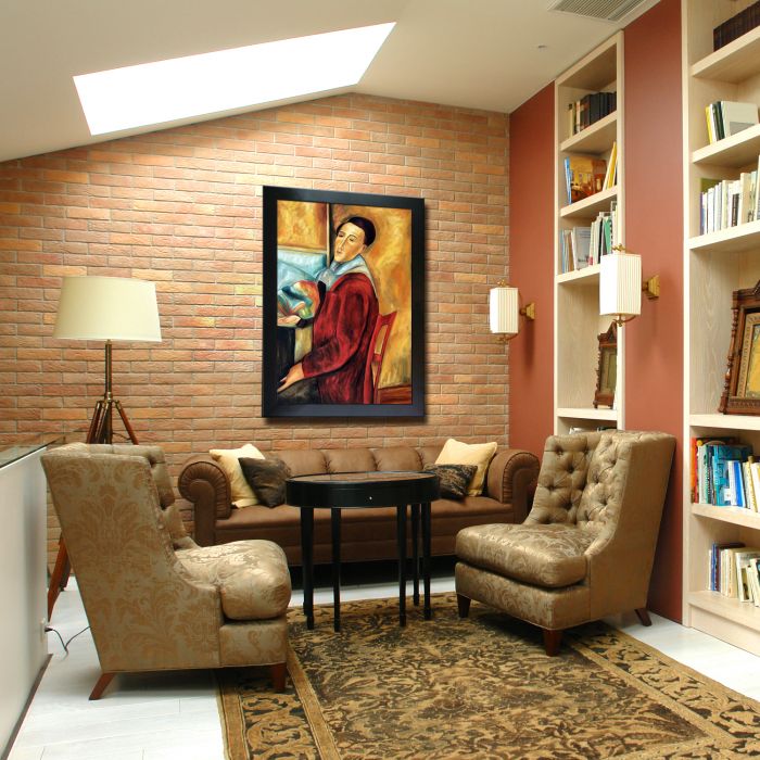 Modigliani, Self-Portrait Pre-Framed - New Age Black Frame 24"X36"