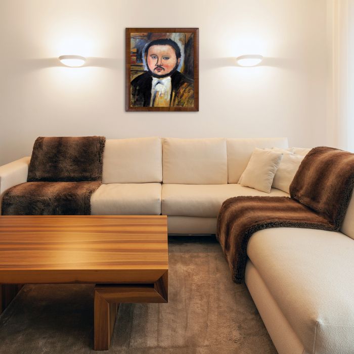 Portrait of Diego Rivera Pre-Framed - Panzano Olivewood Frame 20" X 24"