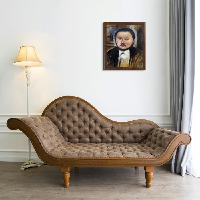 Portrait of Diego Rivera Pre-Framed - Panzano Olivewood Frame 20" X 24"