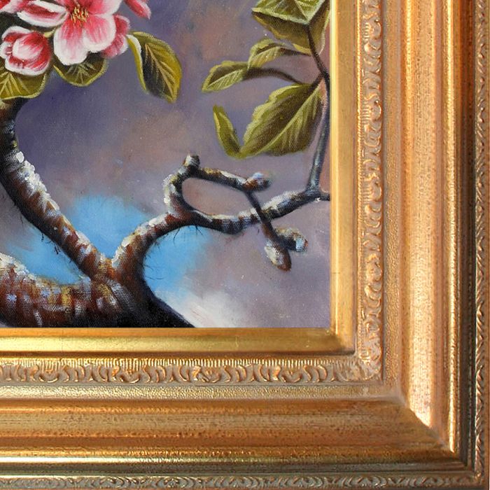 Branch of Apple Blossoms Against Cloudy Sky Pre-Framed - Mediterranean Gold Frame 20"X24"