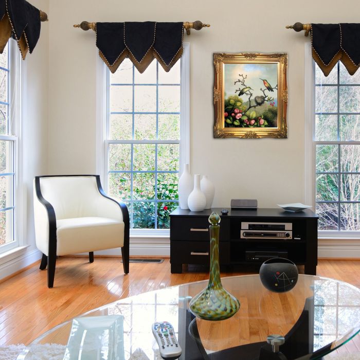 Ruby Throated Hummingbird Pre-Framed - Victorian Gold Frame 20"X24"