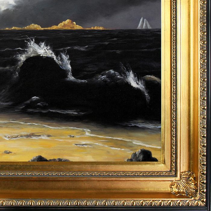 Storm Clouds Over the Coast Pre-Framed - Regency Gold Frame 24"X36"