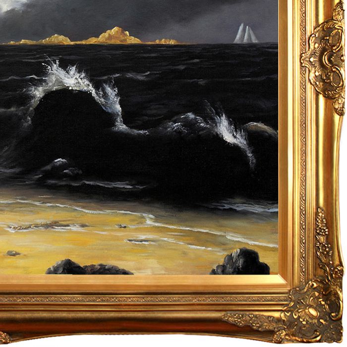 Storm Clouds Over the Coast Pre-Framed - Victorian Gold Frame 24"X36"