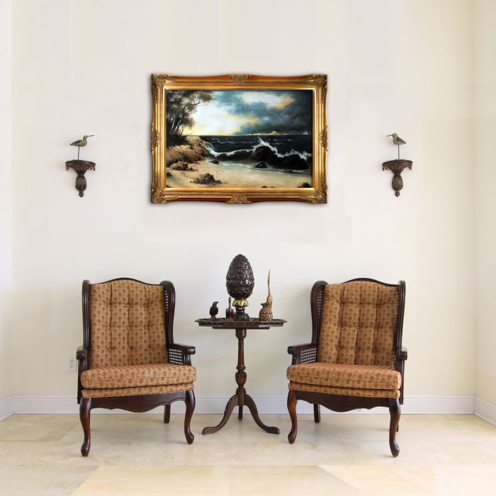 Storm Clouds Over the Coast Pre-Framed - Victorian Gold Frame 24"X36"