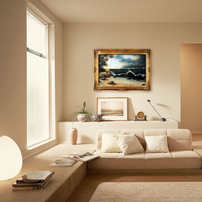 Storm Clouds Over the Coast Pre-Framed - Victorian Gold Frame 24"X36"