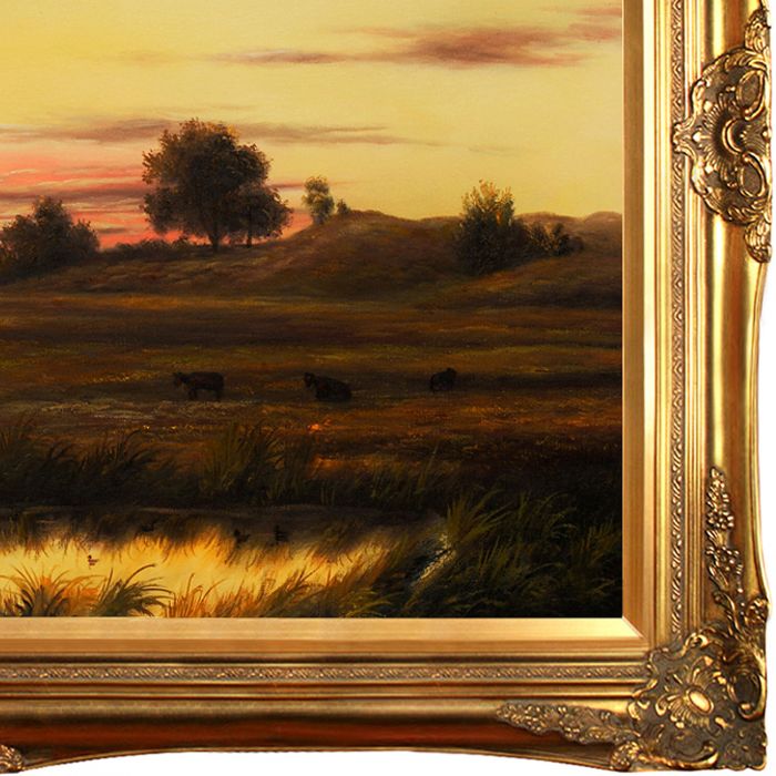 Sunset Rhode Island Pre-Framed - Victorian Gold Frame 24"X36"