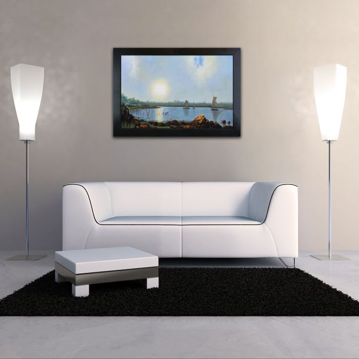 York Harbor Coast of Maine Pre-Framed - New Age Black Frame 24"X36"