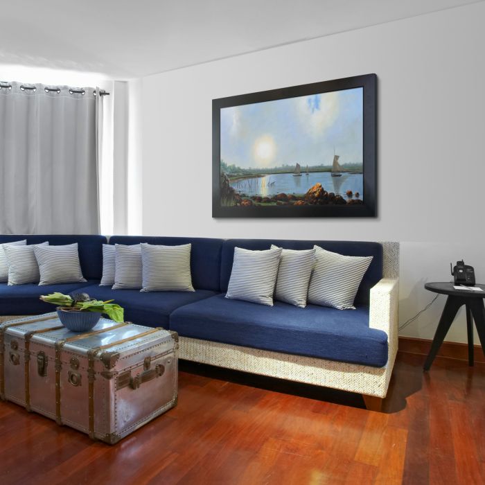 York Harbor Coast of Maine Pre-Framed - New Age Black Frame 24"X36"