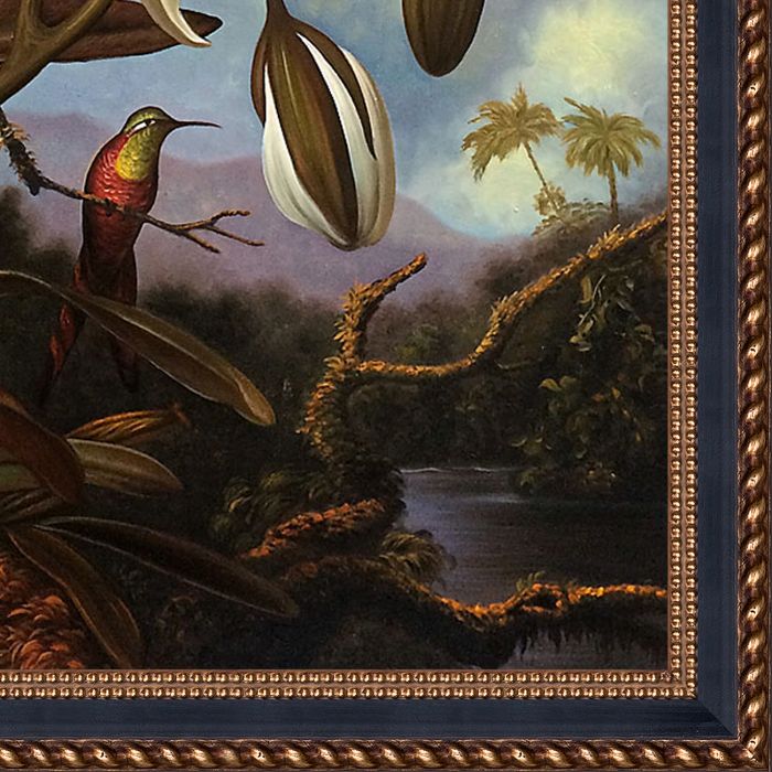 White Brazilian Orchid, 1875-1890 Pre-Framed - Verona Black and Gold Braid 24"X36"