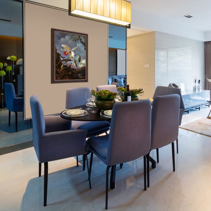 White Brazilian Orchid, 1875-1890 Pre-Framed - Verona Black and Gold Braid 24"X36"