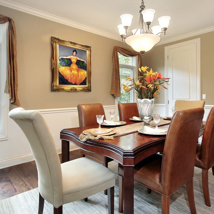 Lady in Yellow Dress Pre-Framed - Victorian Gold Frame 20"X24"