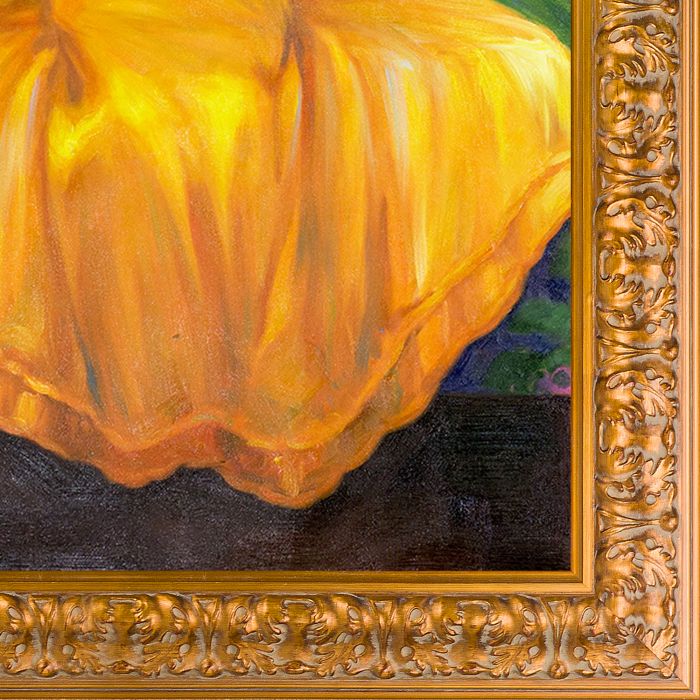 Lady in Yellow Dress Pre-Framed - Sicilian Gold Frame 24" X 36"
