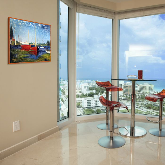 Red Boats at Argenteuil Pre-Framed