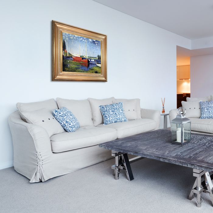 Red Boats at Argenteuil Pre-Framed - Mediterranean Gold Frame 20"X24"