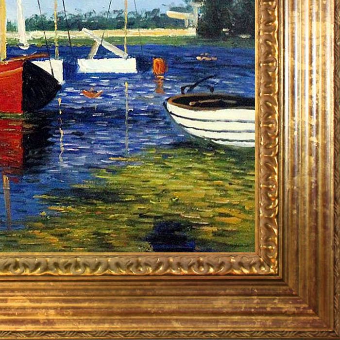 Red Boats at Argenteuil Pre-Framed - Vienna Gold Leaf Frame 20"X24"