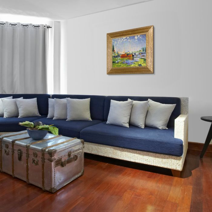 Red Boats at Argenteuil Pre-Framed - Vienna Gold Leaf Frame 20"X24"