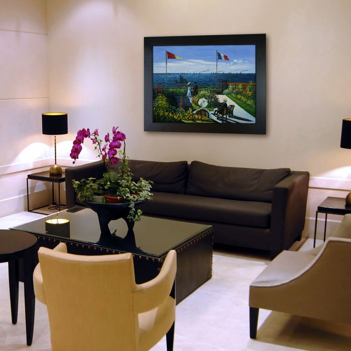 Terrace at St. Adresse Pre-Framed - New Age Black Frame 30"X40"