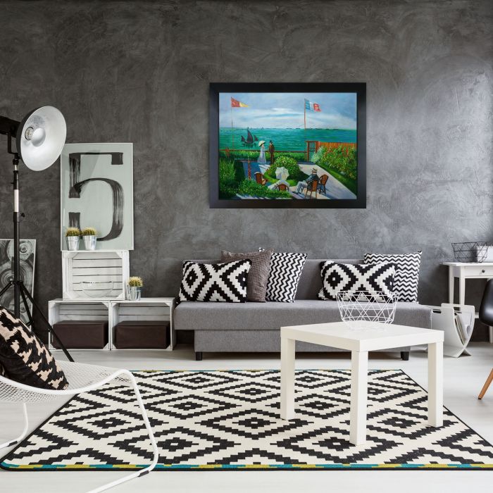 Terrace at St. Adresse Pre-Framed - New Age Black Frame 30"X40"