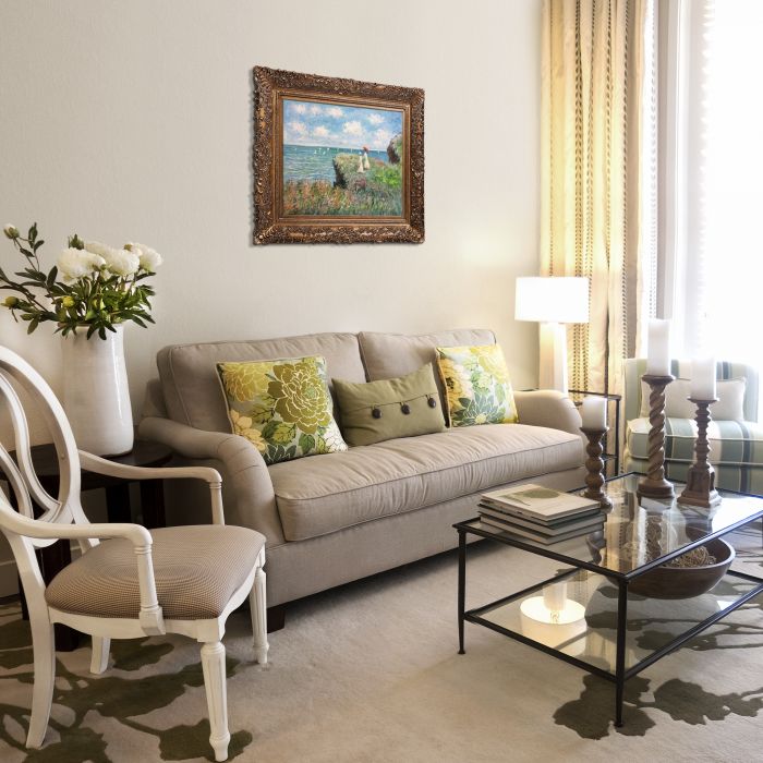 Cliff Walk At Pourville Pre-Framed - Burgeon Gold Frame 20"X24"