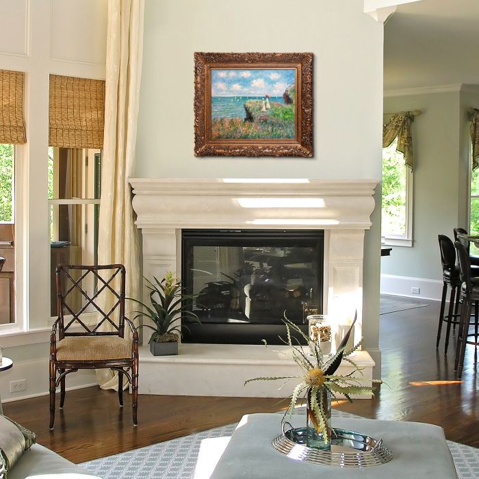 Cliff Walk At Pourville Pre-Framed - Burgeon Gold Frame 20"X24"