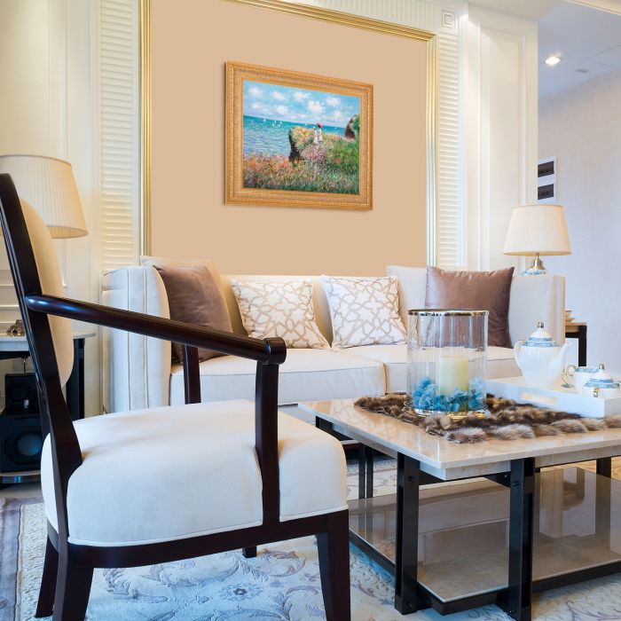 Cliff Walk At Pourville Pre-Framed - Sovereign Frame 20" X 24"