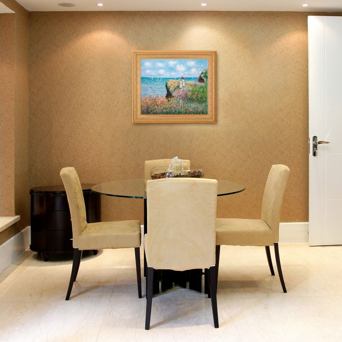 Cliff Walk At Pourville Pre-Framed - Sovereign Frame 20" X 24"