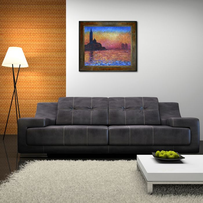 San Giorgio Maggiore by Twilight Pre-Framed - Sambrosa Distressed Honey Frame 20"X24"