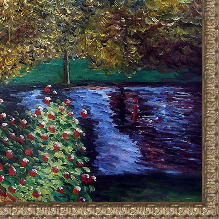 Corner of the Garden at Montgeron Pre-Framed - Golden Oak Leaf Frame 36"X48"