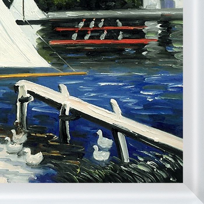 Sailing at Argenteuil Pre-framed - Moderne Blanc Frame 20" X 24"