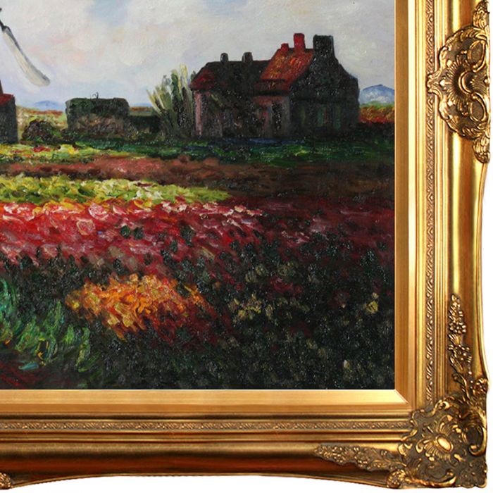 Tulip Field with the Rijnsburg Windmill Pre-Framed - Victorian Gold Frame 24"X36"