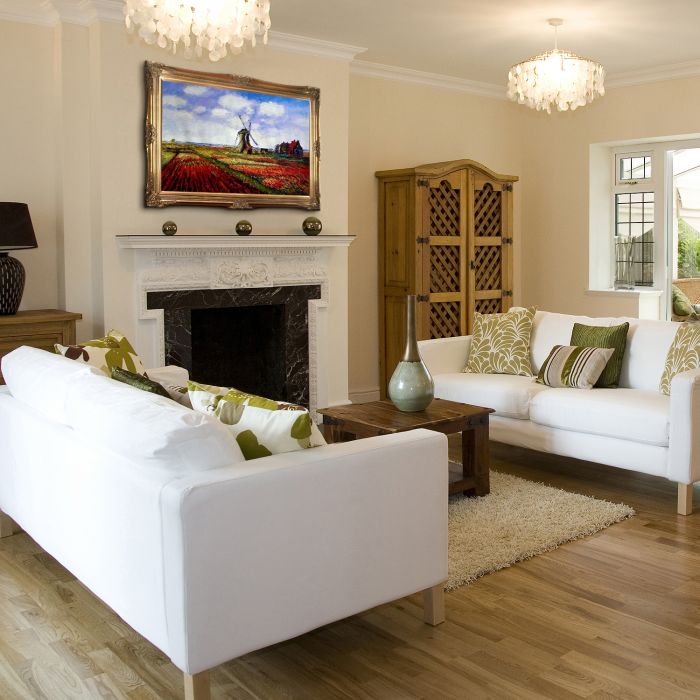 Tulip Field with the Rijnsburg Windmill Pre-Framed - Victorian Gold Frame 24"X36"