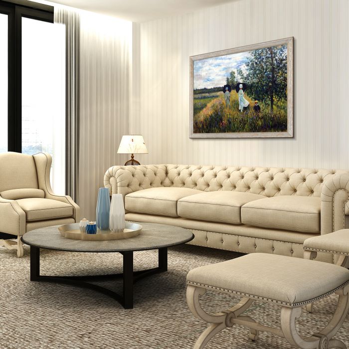 The Promenade Near Argenteuil Pre-Framed - Silver Luna Frame 30"X40"