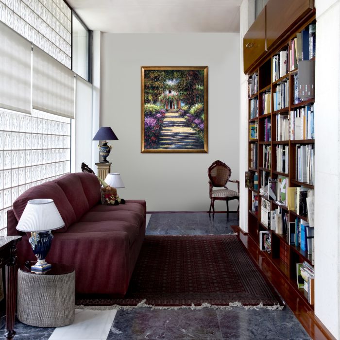 Garden Path at Giverny Pre-Framed - Athenian Gold Frame 36"X48"