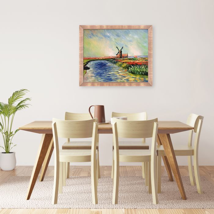 Tulip Field in Holland Pre-Framed Blushing Rose - Blushing Rose Gold Frame 20" X 24"