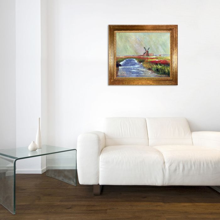 Tulip Field in Holland Pre-Framed - Vienna Gold Leaf Frame 20"X24"